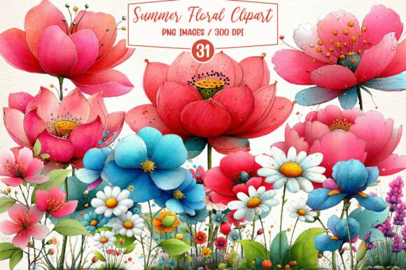 Download Whimsical Summer Floral Clipart - Premium Bundle