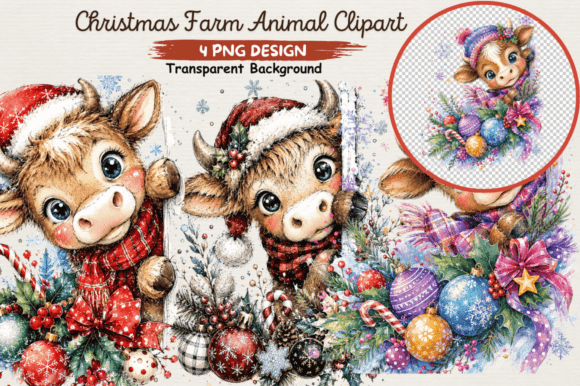Download Christmas Farm Animal Clipart PNG - Farm animal clipart Collection