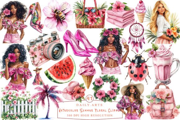 Download Watercolor Summer Floral Clipart - Premium Resources